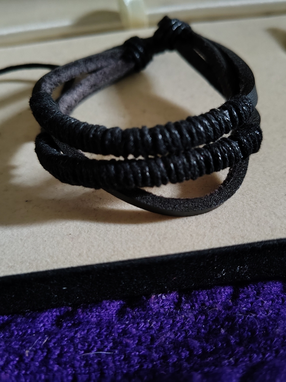 💀 New Men’s Multi-Strand Black Braided Leather & Cord Bracelet 💀